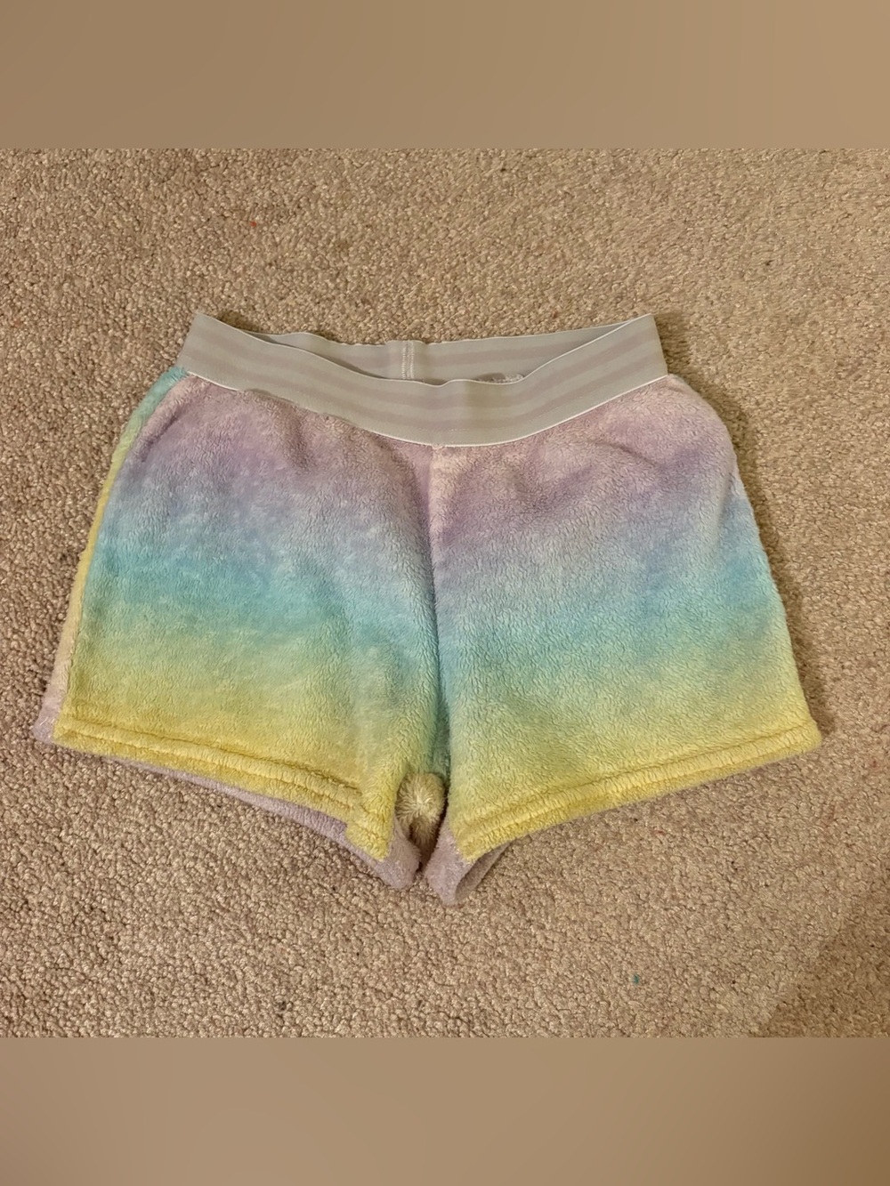 More Than Magic Pastel Ombre Plush Shorts - Yellow Blue Purple size small 6/6x